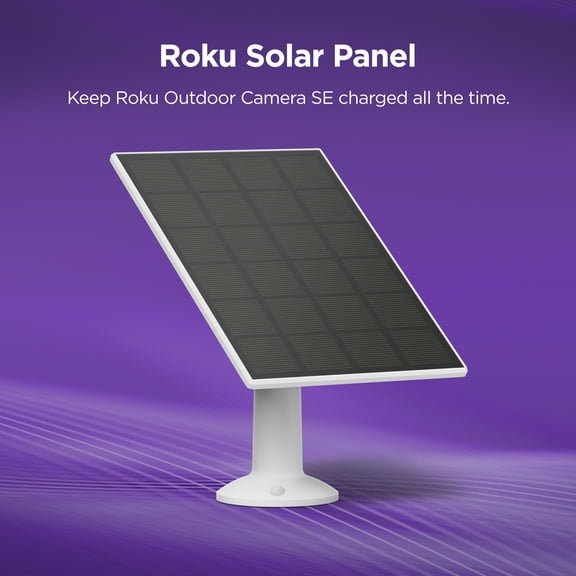 Roku Smart Home Solar Panel for Outdoor Camera for Driveway, Backyard, Front Porch. Wired