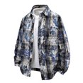 thumbnail image 1 of Blusa y camisa de manga larga con cuello vuelto para hombre, moda informal, botones, bolsillo enrejado, cuello vuelto, camisa de manga larga para hombre, abrigo de poliéster, 1 of 3