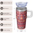 thumbnail image 3 of 20oz Thermal Insulated Cup Boho Design with Lid & Straw - Stainless Steel Double Wall Vacuum Travel Mug, Leakproof Coffee Tumbler, 3 of 5
