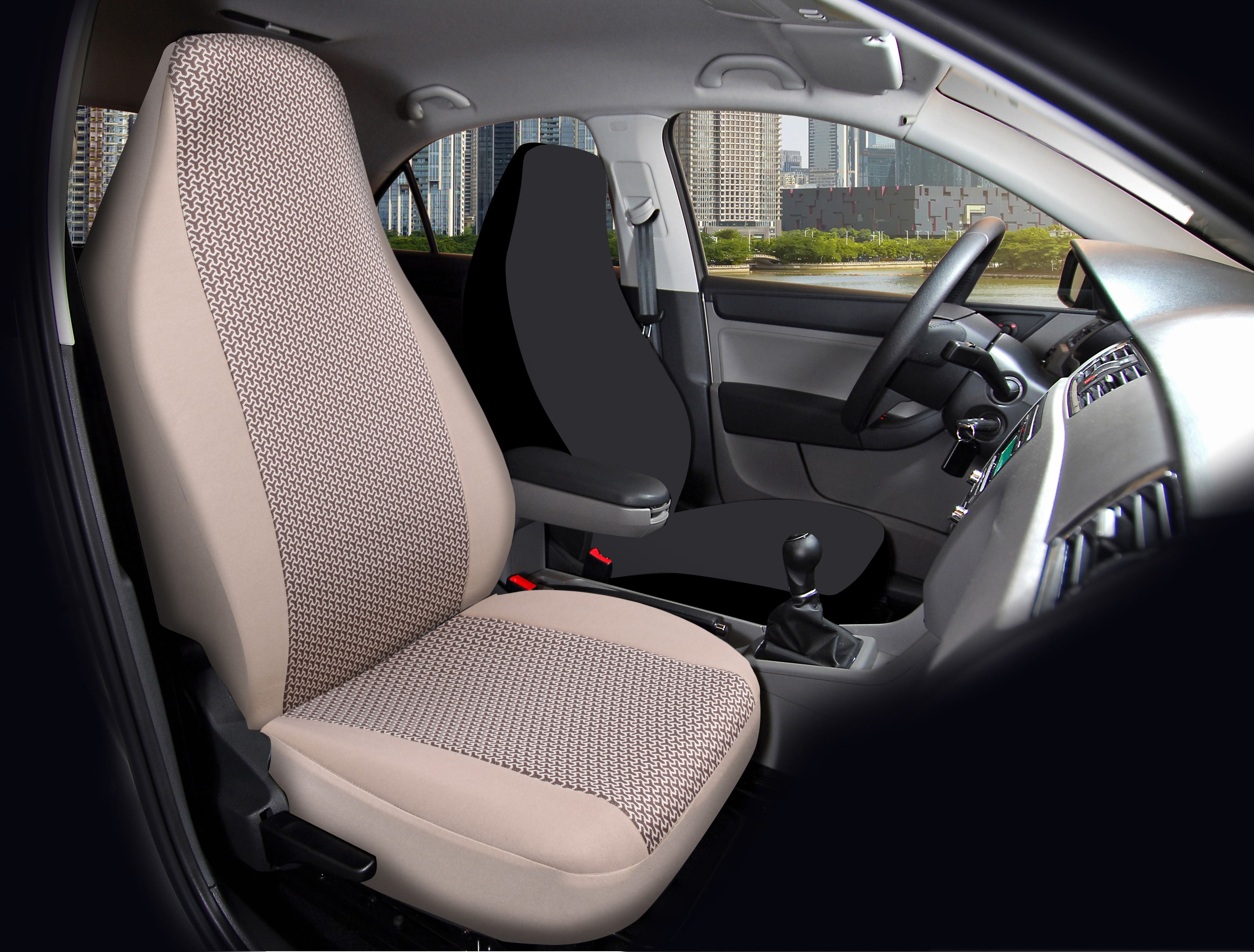 Auto Drive 1pc High Back Atlanta Seat Covers Polyester Jacquard Tan - Universal Fit, 2202SC262