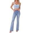 thumbnail image 2 of INSPIRAR CHIC Top de Mujer Floral de Encaje Sin Mangas Y2K Top Corto para Salir XL Azul, 2 of 6