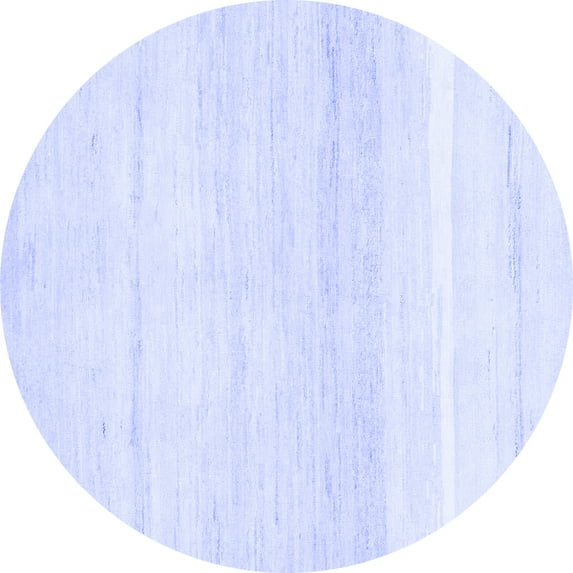 Ahgly Company Machine Washable Indoor Round Solid Blue Modern Area Rugs, 7' Round