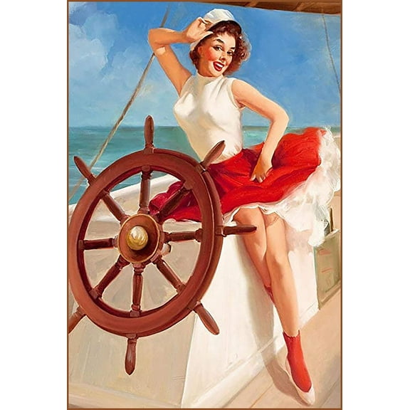 Sailor Girl - Sexy Girl Gone ,Wall Decor for Bars,1950s,Bedroom Art,Sexy Girl Poster,Sexy Girl Wall Art, Man Cave Plaque Poster,Dining Room Wall Decor Ideas, Art Deco Frameless 12x16inch