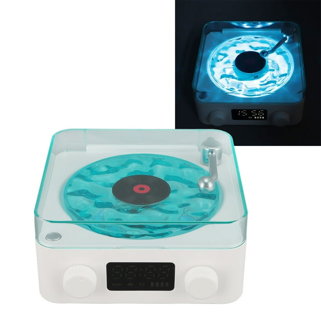 Altavoz Con Luces Nocturnas, Lámpara De Noche Con Sensor Táctil Estilo Tocadiscos, Altavoz Inalmbrico 3 En 1 Con Luces, Visualización De La Hora, Regalo Perfecto