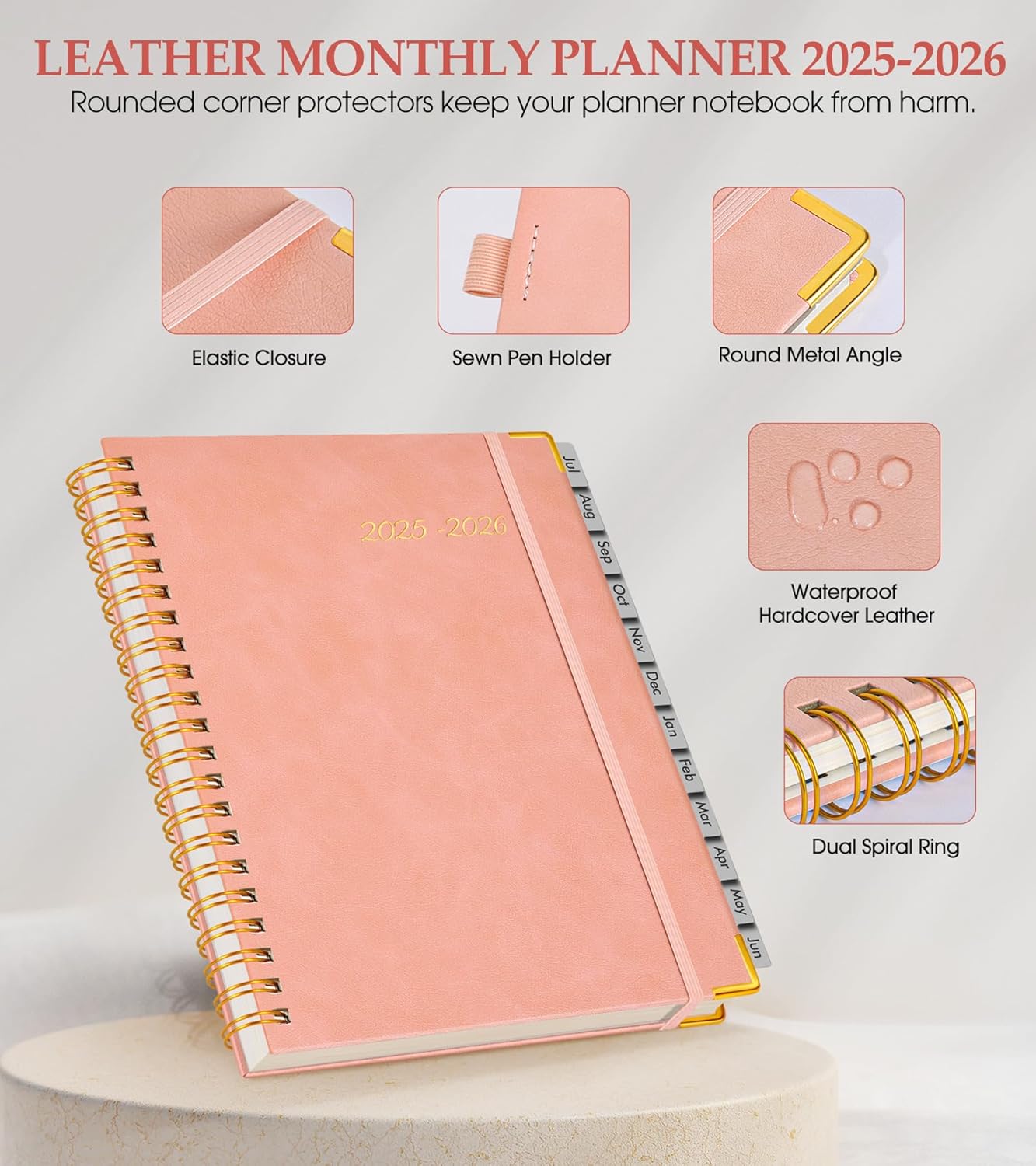 OPVM-2026 Weekly And Monthly Planner Calendar, Includes January 2026 - December 2026, 8.5" X 11 Flexible Cover Wirebound Laminated Tabs Storage Pocket Enterpr