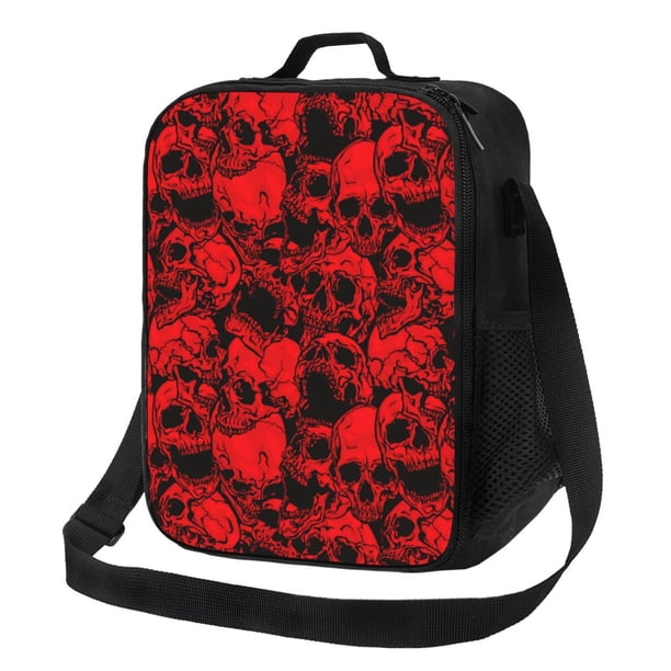 Disketp Red Skulls 3 Bolsa Térmica Estampada para Almuerzo, Lonchera para Hombres y Mujeres Adultos