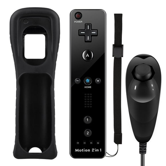 Wii Motion Plus Controller Nintendo Wii Controller and Nunchuk Motion 2 in 1 Built Motion Plus Remote Control Set for Nintendo Wii and Wii Console u with Silicone Cover