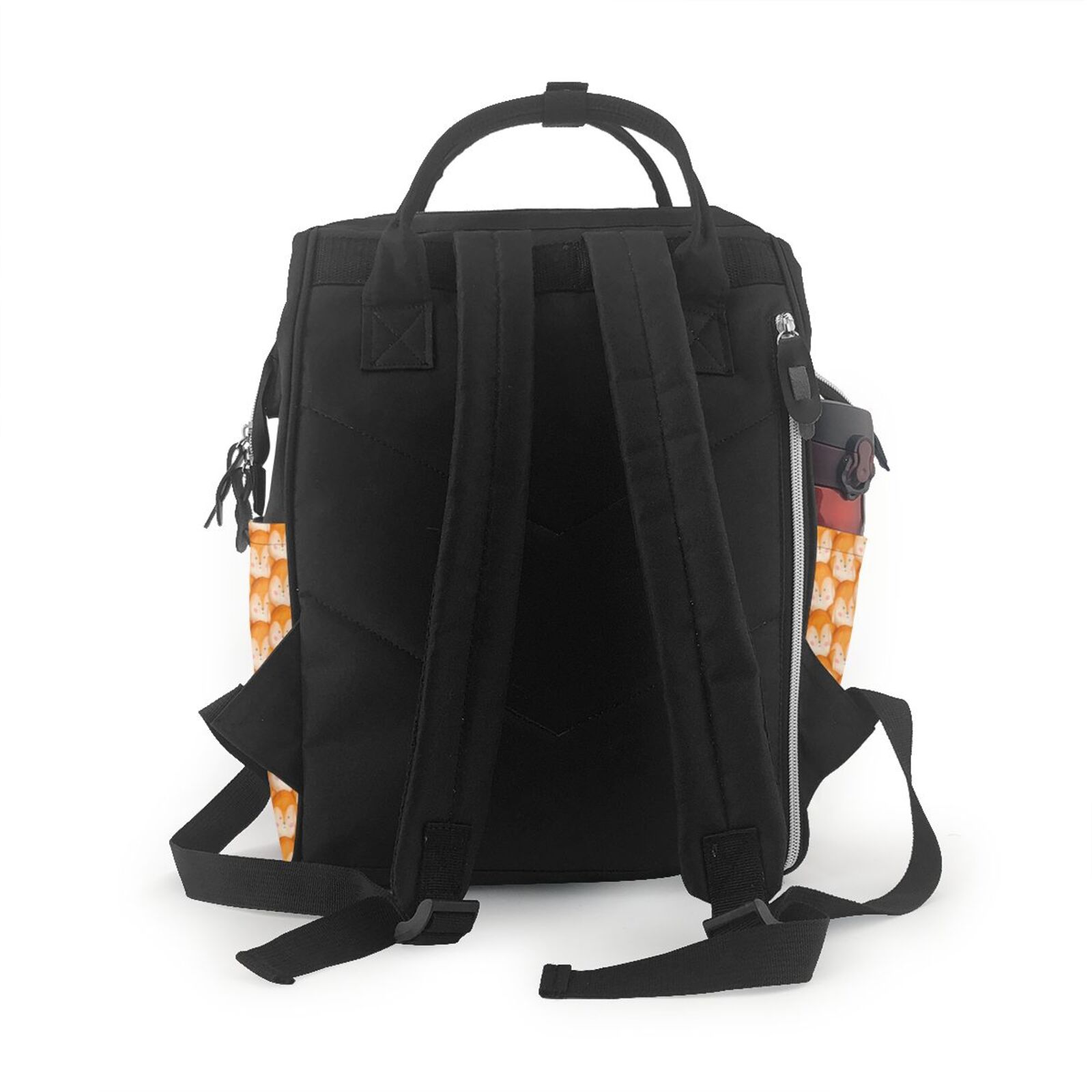Fuzoiu Cute Fox Faces Pattern Print Diaper Bag Backpack,Baby Essentials Travel Tote,Multi function Waterproof Diaper Bag, Travel Essentials Baby Bag - Unisex