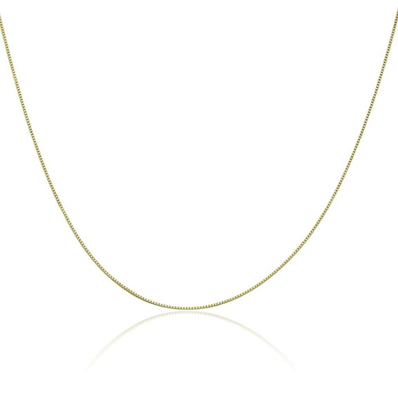 10K Solid Yellow Gold 0.5mm Box Link Chain Necklace
