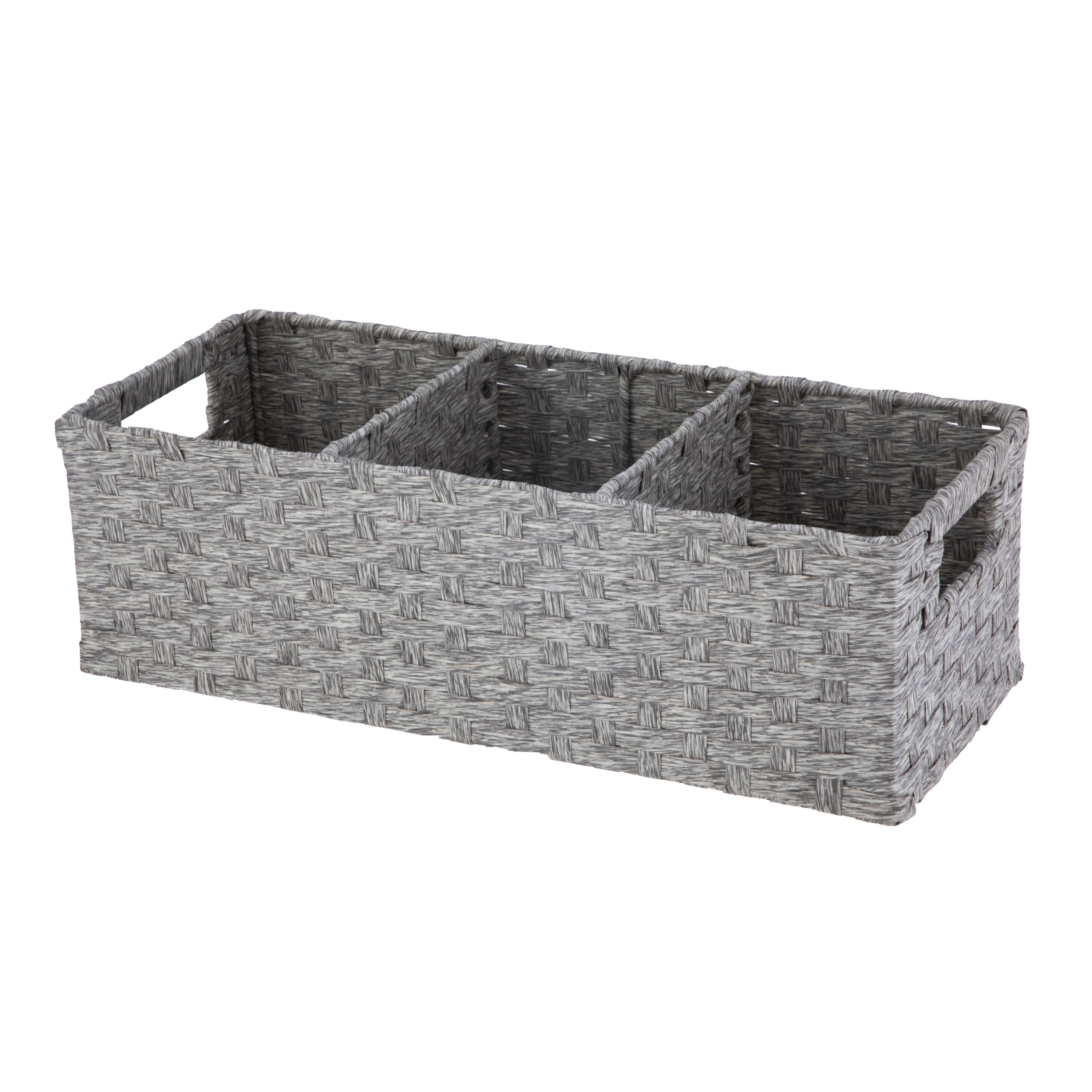 Mainstays Gray Paper Rope 3-Compartment Storage Basket with Handles
