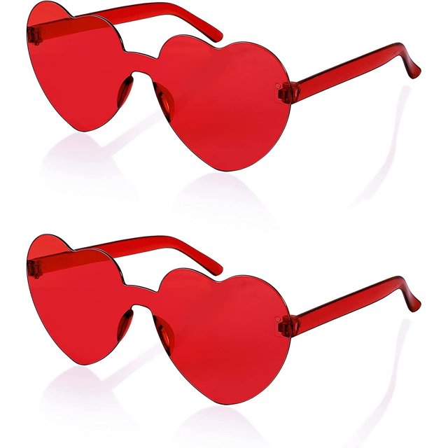 Gafas de sol sin montura con forma de corazón para mujer, transparentes, modernas, de una pieza, B2826-f2