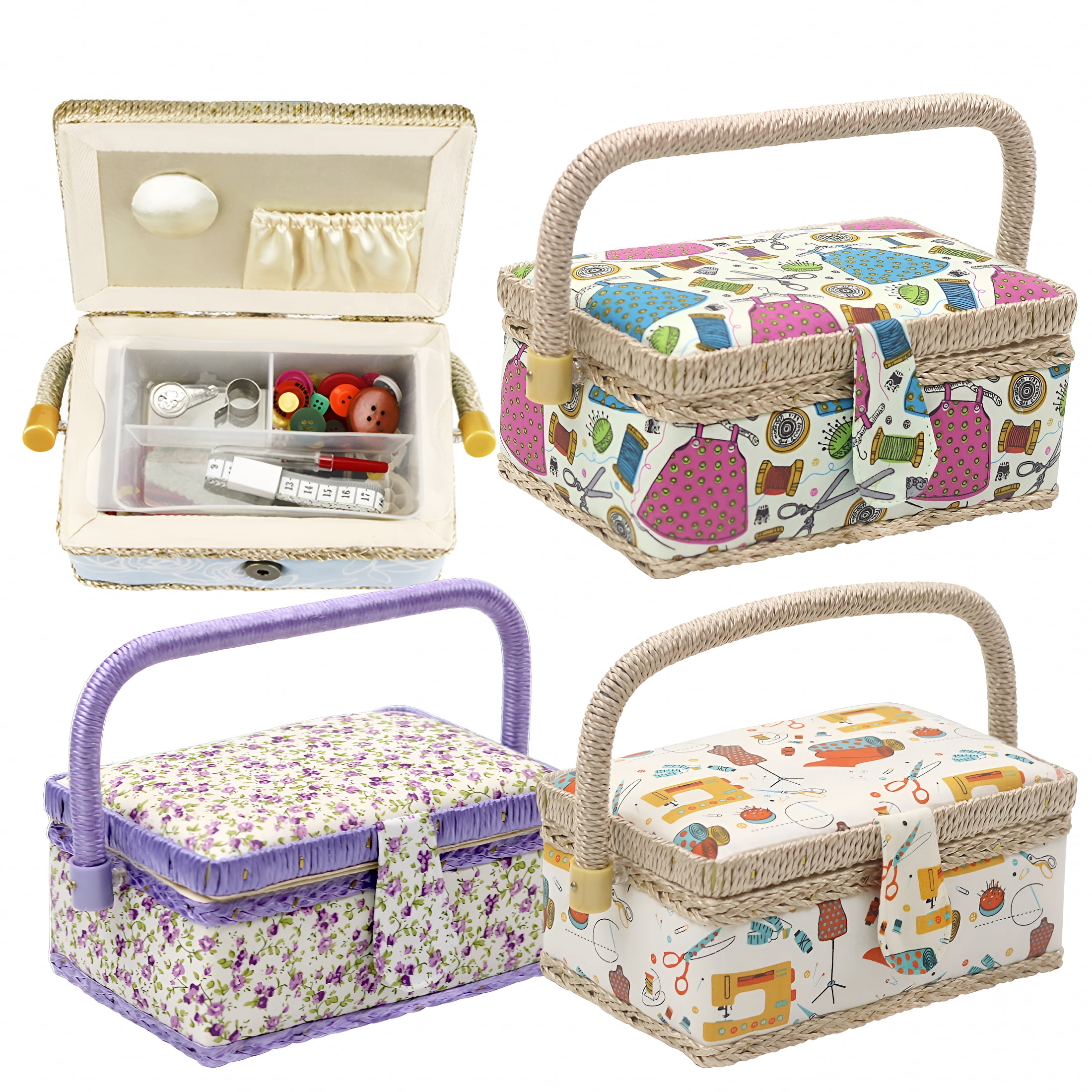 XIBUFE Sewing Basket,Thread Organizer,Portable Sewing Kit for Home Craft Supplies