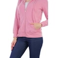 thumbnail image 3 of ToBeInStyle Women's Thin Fabric Long Sleeve Kangaroo Pocket Zip Up Hoodie - Mauve - Medium, 3 of 7