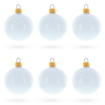 Set of 6 Glossy White Glass Ball Christmas Ornaments 2.4 Inches