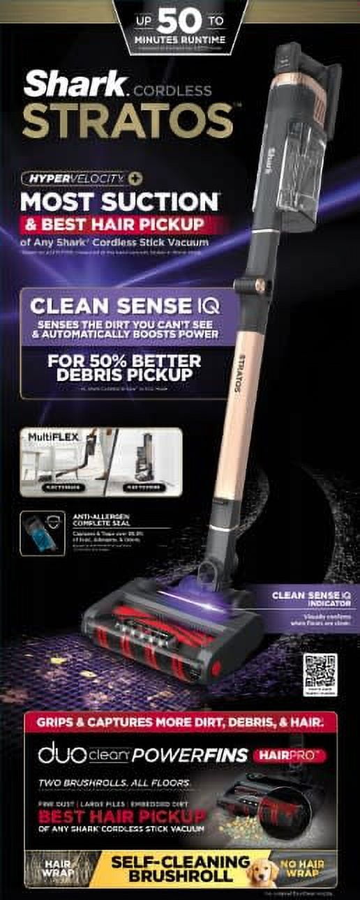 Shark Stratos Cordless Stick Vacuum Cleaner with Clean Sense IQ and DuoClean PowerFins HairPro MultiFLEX, IZ840H