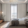 thumbnail image 2 of Grey Striped Blackout Curtains for Bedroom/Living Room, Pinch Pleated Black Out Curtains, Beige Geometric Modern Minimalist Room Darkening Window Drapes with Hooks 2 Panels, 59"x70", 2 of 8