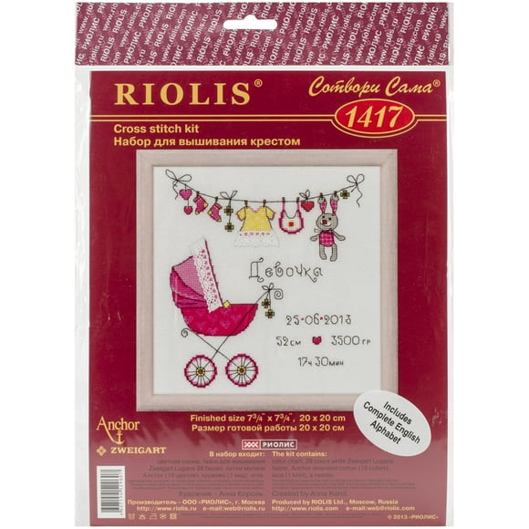 Riolis Counted Cross Stitch Kit 7.75"X7.75"-It's A Girl! Announcement (28 Count)