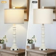 thumbnail image 5 of 27.5" Tall Table Lamp for Living Room Set of 2, Vintage Farmhouse Table Lamps with USB C+A Ports, 3-Way Dimmable Touch Bedside Lamps, Tradition Bedroom Lamps for Nightstand Side End Table Desk, White, 5 of 17