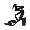 thumbnail image 6 of BLISSFUL STEP Women's Open Toe Crisscross Lace Up Block Heel Sandals Black 5.5, 6 of 8