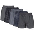 thumbnail image 1 of Gildan Boxeurs Tissés pour Hommes, Rayures Noires Assorties, TG, Lot de 5, 1 of 15