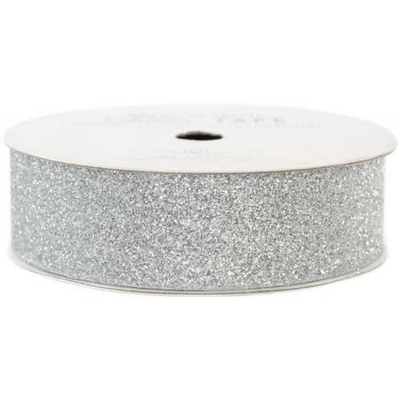 American Crafts Glitter Paper Tape 3yd-Silver .875