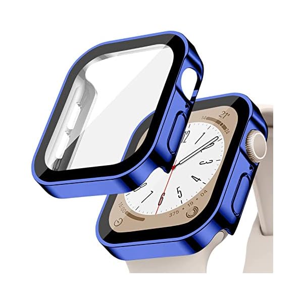 wonima02 Screen Protector for Apple Watch Case Cover Series 9 SE 8 7 6 5 4 40mm 44mm 41mm 45mm Tempered Glass Waterproof PC Protective Bumper Face accessries for iwatch SE2 gen2 Women Men