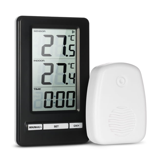 Graflsoa Wireless LCD Thermometer for Indoor and Outdoor Use - Temperature Measurement in °C/°F with Max/Min Records - TS-WS-47 Model (Batteries Not Included)