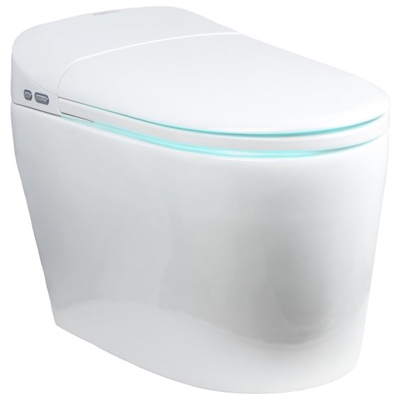 Euroto Smart Electric Bidet and Toilet, Auto Open and Close Lid Heated Oval Seat, One Piece, White