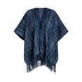 thumbnail image 3 of Time and Tru Women's Plaid Fashion Ruana, One Size, Blue, 3 of 5