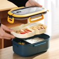 thumbnail image 2 of shiyou-Lunch Box Set, Double Layer Design Lunch Container Stainless Steel Box Stackable Lunch Box Food Compartments and Accessories Box (Blue), 2 of 4