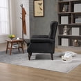 thumbnail image 3 of Vintage PU Leather Accent Chair, Wingback Single Sofa Chair with Buttons and Rivet Trims, Upholstered Side Armchair with Padded Seat Cushion & Backrest, for Bedroom Office Reception, Black, 3 of 9