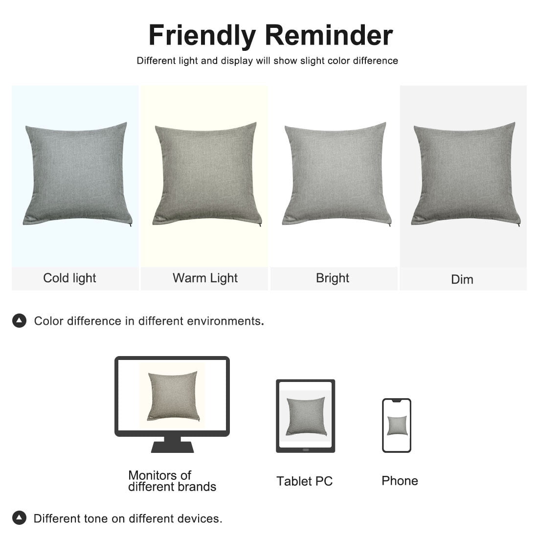 Unique Bargains 2 Pack Cotton Linen Throw Pillow Covers 18" x 18" Gray