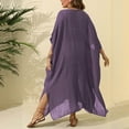 thumbnail image 5 of Women Fashion Casual Large Size Solid Color Loose Beach Cover Up Dress Long Slit Floor Length Holiday Resort Wear Summer Outfit, 5 of 6
