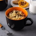 thumbnail image 6 of AmorArc Ceramic Soup Mugs with Lid, 24 oz Soup Cups with Hanlde for Coffee,Cereal,Salad,Noodles,Tea,Soup Bowls Cups,Microwave &Dishwasher Safe, Set of 4, Orange with Vented lid, 6 of 7