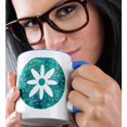 thumbnail image 2 of Vintage Turquoise Floral - White Flower - Art, 11oz Two-Tone Blue Mug, 2 of 7