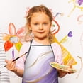 thumbnail image 2 of Purple Gold Marble Pattern Kids Aprons for Girls and Boys,Adjustable Neck Strap Toddler Aprons for Kids Cooking Baking, 2 of 6