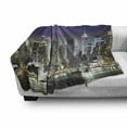 thumbnail image 3 of City Soft Flannel Fleece Throw Blanket, Storm and Thunder at Night in New York City Apocalyptic Dramatic View, Cozy Plush for Indoor and Outdoor Use, 60" x 80", Charcoal Grey Indigo, by Ambesonne, 3 of 6
