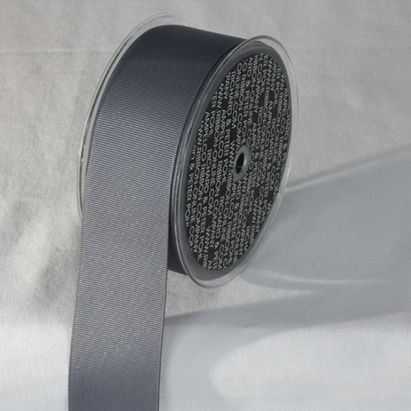 The Ribbon People Graphite Gray Striped Pattern Woven Edge Ribbon 1.5" x 22 Yards