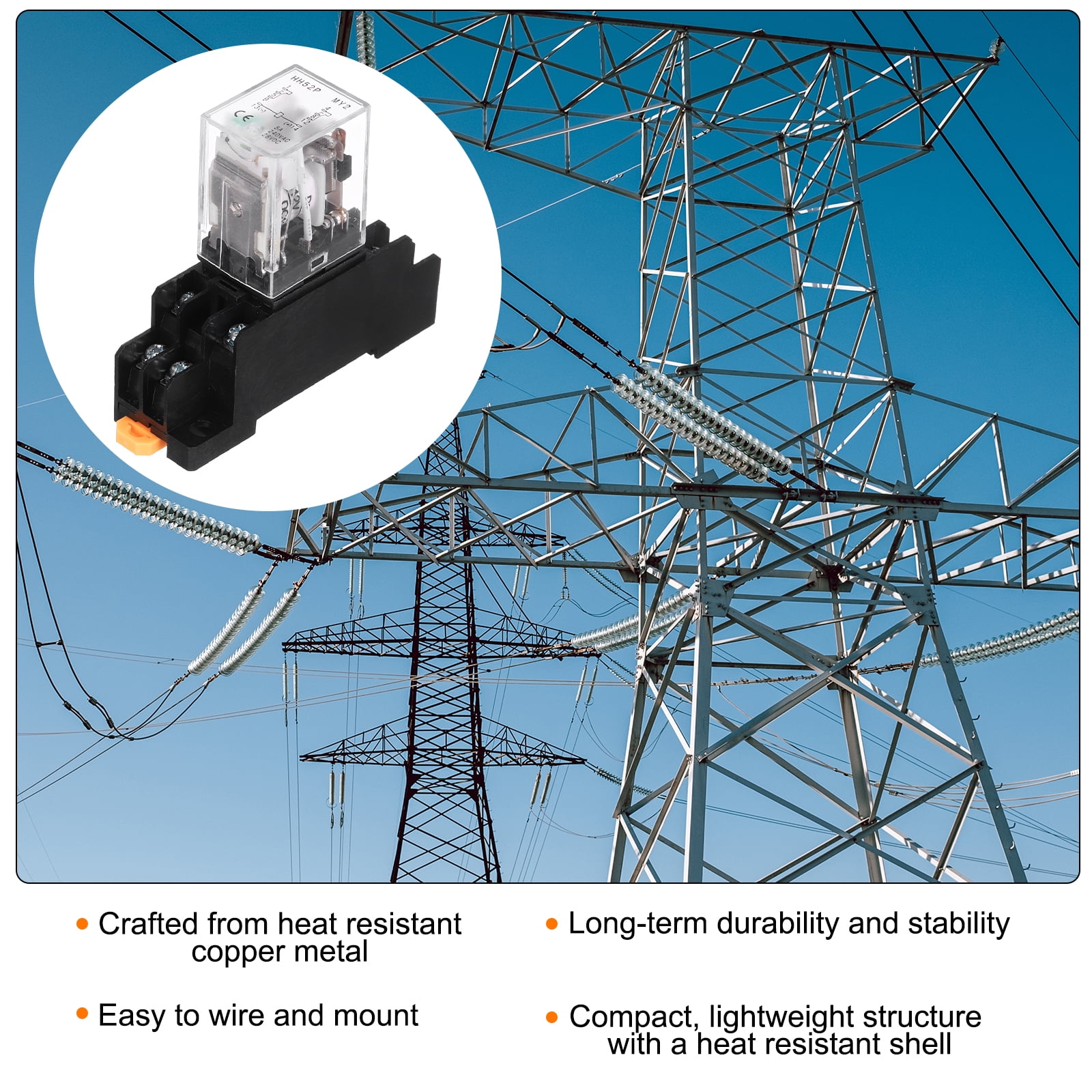 6Pcs DC 12V Electromagnetic Power Relay, 8-Pin 5A Power Coil Relay with LED Indicator and Socket Base DPDT 2NO 2NC - MY2NJ for Industrial, Home Appliances and DIN Rail System