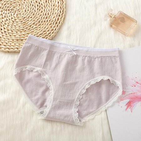 

Underwear for Women Plus Size Women Lace Flowers Bow-Knot Underwear Panties Seamless Lingerie Underpants Gray One Size
