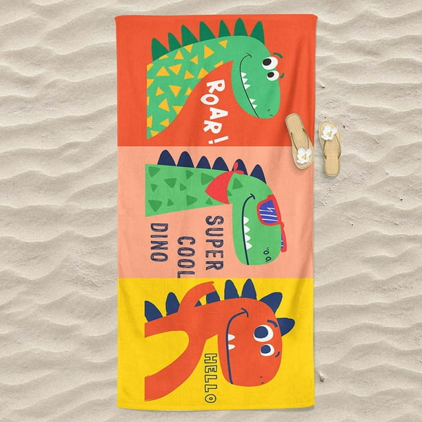 Toalla de playa de secado rápido con estampado de dinosaurios de fibra fina, toalla de baño envolvente