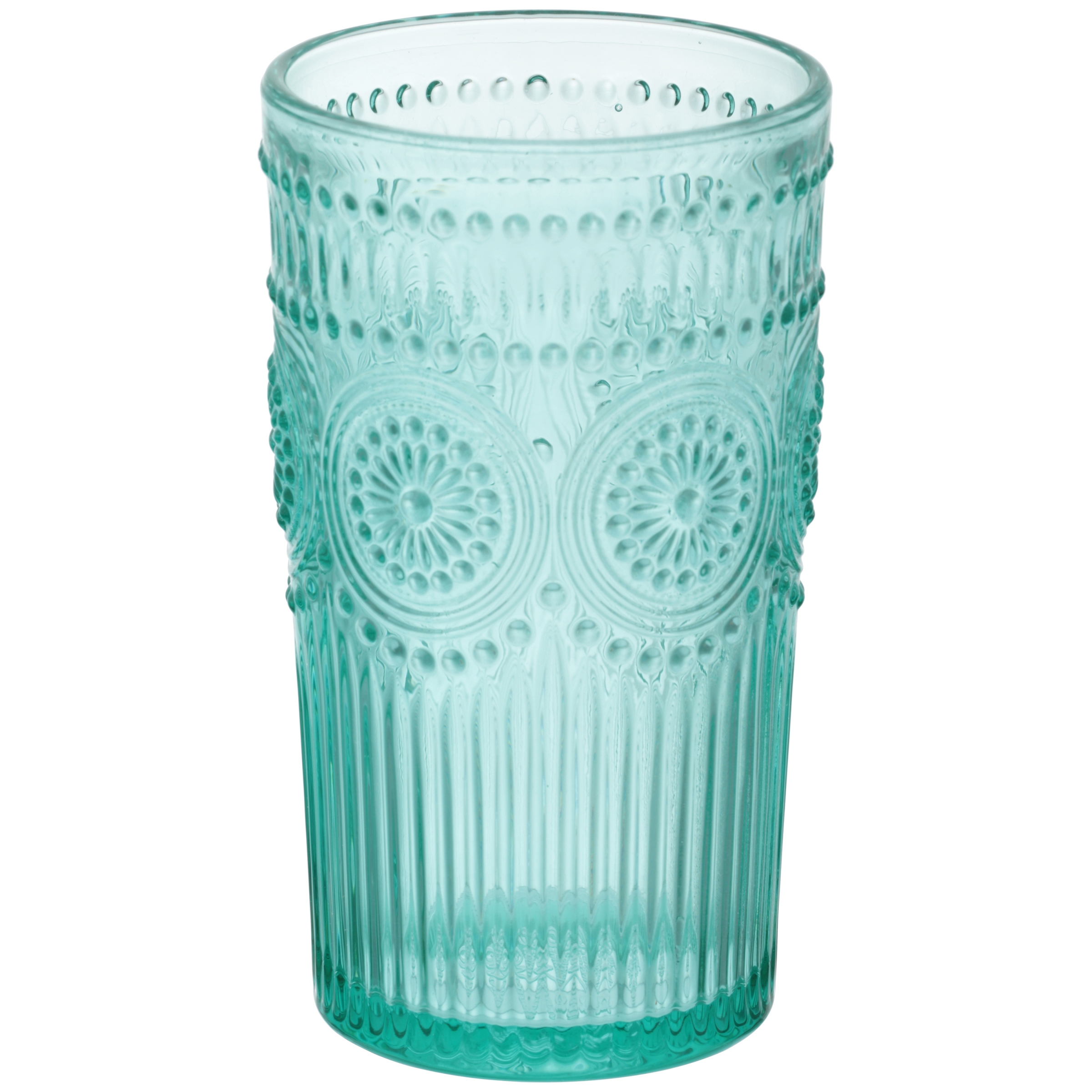 The Pioneer Woman Adeline 16-Ounce Teal Emboss Glass Tumblers, Set of 4 - image 4 of 5