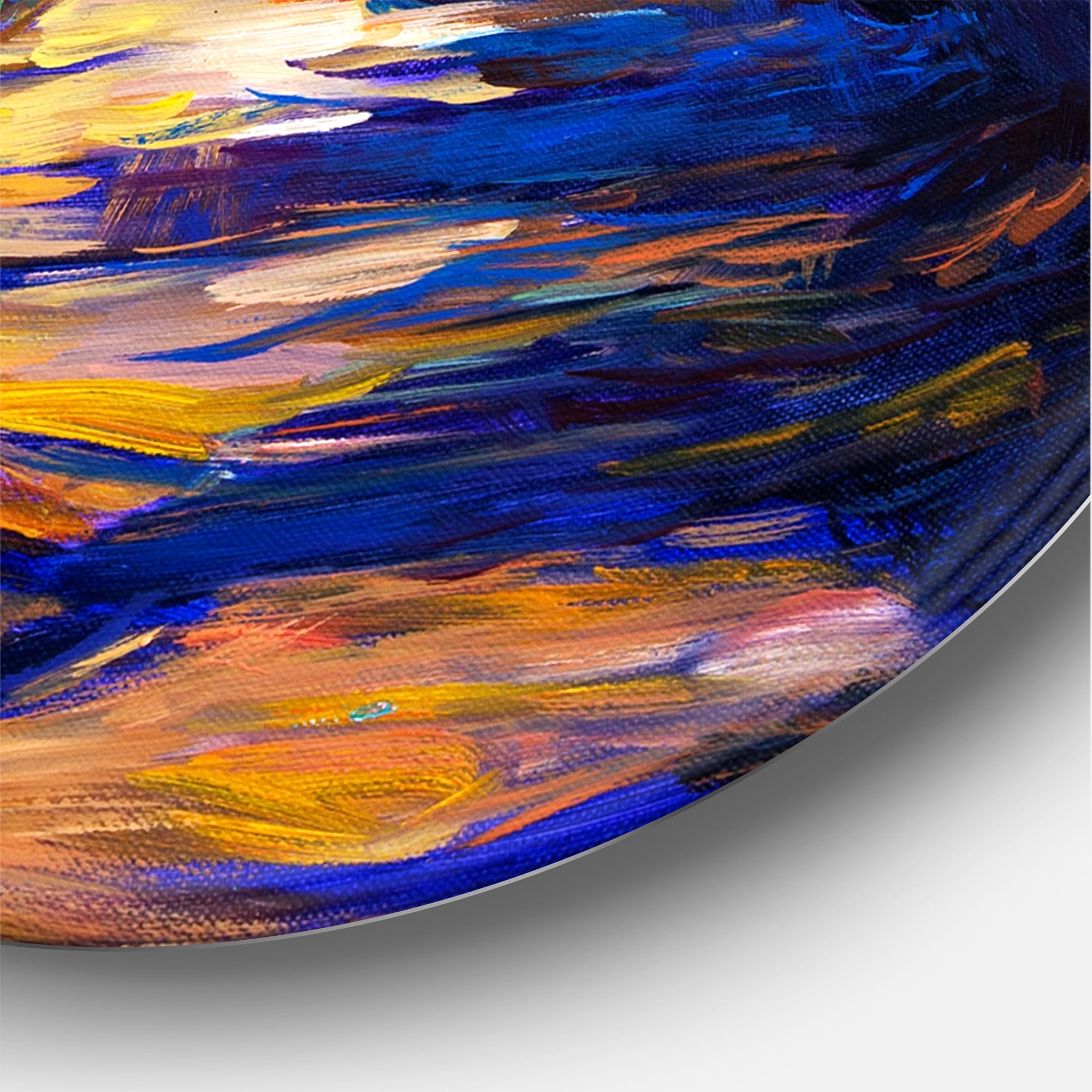 Designart 'Park Road In The Afternoon Shadows' Lake House Circle Metal Wall Art 23x23 - Disc of 23