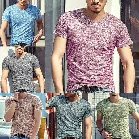 Fashion Slim Fit T-shirt Men Muscle Short Sleeve O-neck T Shirt Brand Clothing Men's Casual Cotton Tee Tops Camiseta (Best Slim Fit Clothing Brands)