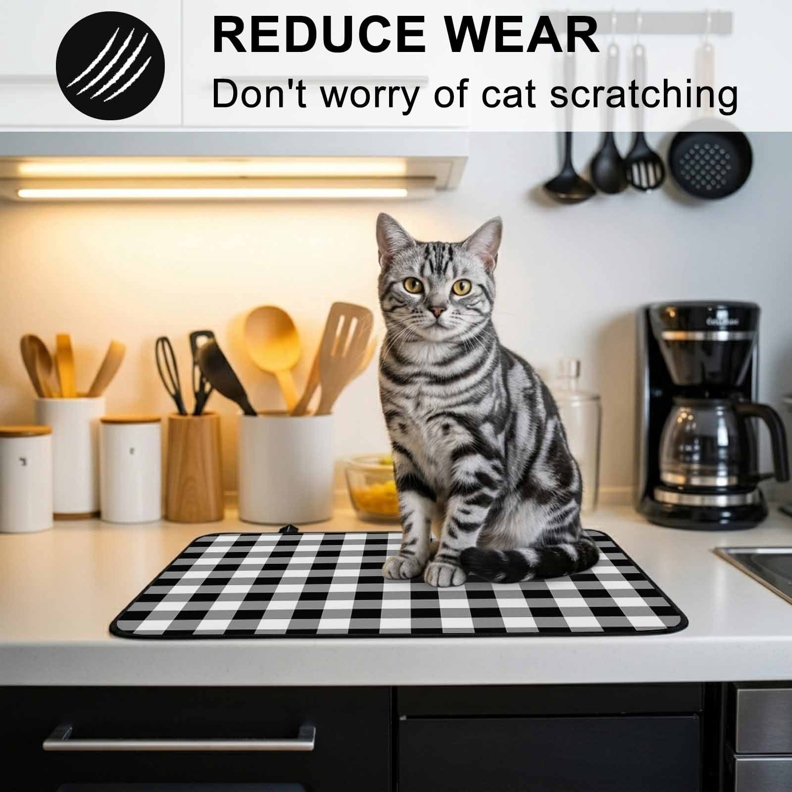 Black and White Plaid Stove Top Cover for Electric Stove, Heat-proof & Non Slip Glass Top Stove Cover Protector, Farmhouse Checkered Buffalo Kitchen Flat Cooktop Rubber Mat 24x21 Inches