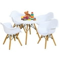 thumbnail image 1 of Gymax Ensemble de 5 Pcs Table Ronde et Chaises pour Enfants avec 4 Fauteuils Blancs, 1 of 10