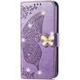 thumbnail image 2 of Wallet Phone Case for Samsung Galaxy S23 FE,3D Butterfly Pattern PU Leather Flip Kickstand Case with Magnetic Clasp and Cash Card Slots Holster for Samsung Galaxy S23 FE,HZD Light Purple, 2 of 18
