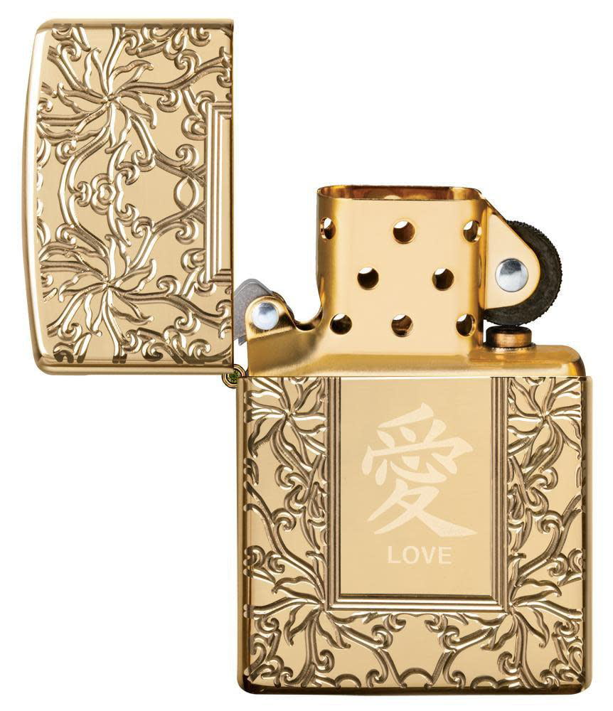 Zippo Chinese Love Armor High Polish Brass Pocket Lighter