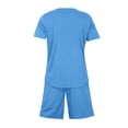 thumbnail image 4 of Domuza Short Sets for Men Summer 2 Piece Summer Fashion Casual Tee Drawstring Shorts Sets Casual Summer Matching Set Blue L, 4 of 5