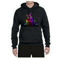 thumbnail image 2 of Wild Bobby, Neon Retro Rainbow DJ MC Hip Hop Cat | Mens Cat Lover Hooded Sweatshirt Graphic Hoodie, Black, Small, 2 of 4